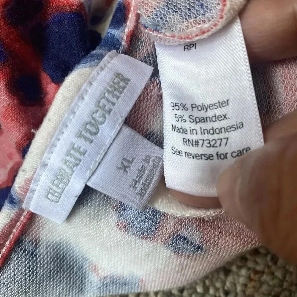 Celebrate Together Women’s XL Midi Dress Blue Red White Tie Dye 4th Of July - Picture 4 of 7